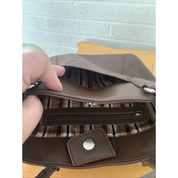 TIGNANELLO Brown Genuine Leather Double Handle Medium Size Bag Purse Lined EUC - Picture 6 of 14